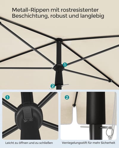 Tuinparasol 300 cm Achthoekige Rood Polyester Parasol met Zwengel, Kantelbaar 30°, UV-bescherming UPF 50+, Waterafstotend, Buiten Parasol voor Tuin, Balkon, Terras en Zwembad – Zonder Standaard – A...