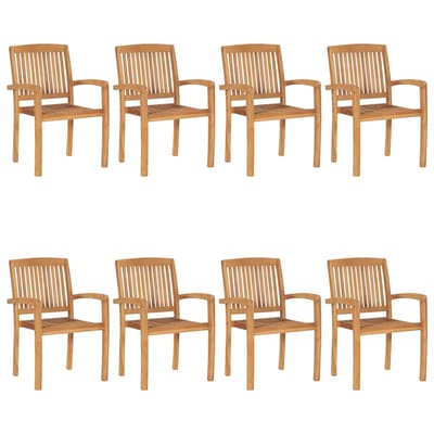 vidaXL - Tuinstoelen - stapelbaar - 8 - st - massief - teakhout