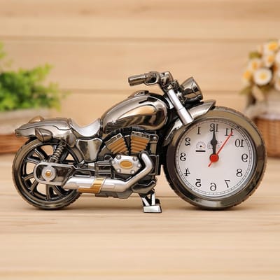 Vintage Motorfiets Alarmklok - Batterij Aangedreven Bureauklok voor Thuis en Kantoor Decoratie, Retro Design en Unieke Styling