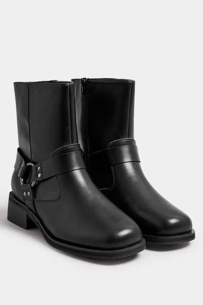 Yours Zwarte Bikerlaarzen Met Vierkante Neus In Extra Brede Eeepasvormsize 37EEE