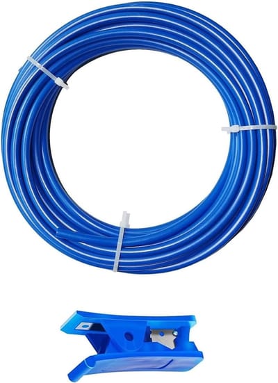 20 meter blauwe koelkast slang voor osmose, waterfilter en aquariums - 1/4" (6.35mm) met slangensnijder