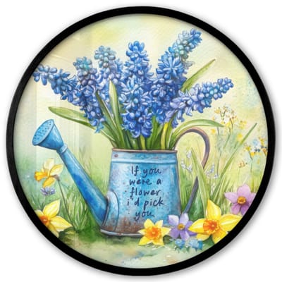 Poster in lijst Rond - Fotolijst 40x40 cm - Posters - Lavendelbloemen - Quote - Gieter - Ronde posterlijst zwart - Decoratie - Wanddecoratie woonkamer - Muurdecoratie slaapkamer