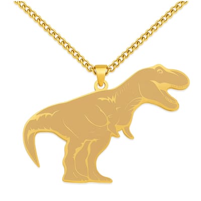Tyrannosaurus Rex Ketting Goudkleurig - Dinosaurus Hanger - T-rex - Roestvrij Staal / Stainless Steel - 60cm - Pax Amare