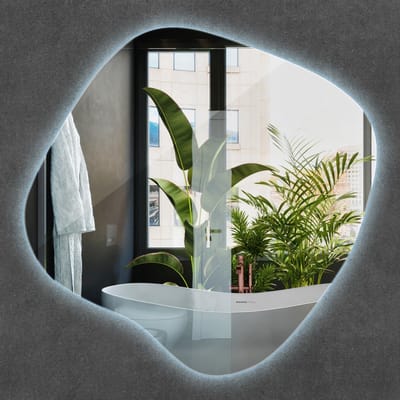 Wallfluent LED Spiegel - Spiegel Wand - 48,3 cm x 47,9 cm - Koel Wit 6500K - Asymmetrische Spiegel LED - Grote Spiegel Wandspiegel - Spiegel Asymmetrisch - LED Badkamerspiegel - LED Verlichting