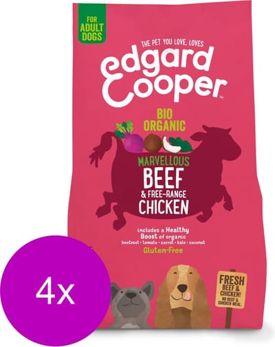 Edgard&Cooper Bio Organic Beef Adult Rund&Kip&Rode Biet - Hondenvoer - 4 x 2.5 kg Biologisch