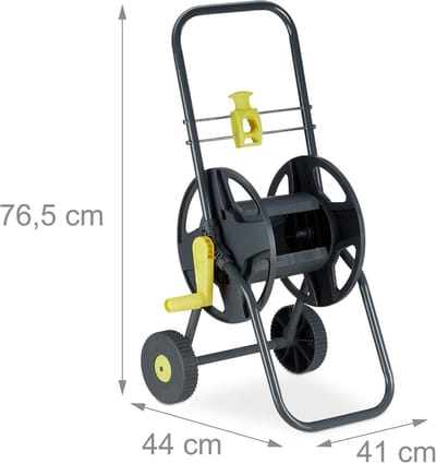 Slangenwagen 45m Verrijdbaar – Tuinslangwagen voor Tuin & Balkon – Met Handgreep – Compact en Stevig – Grijs/Geel