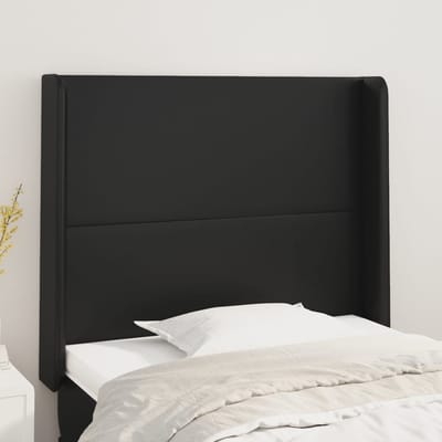 vidaXL - Hoofdbord - met - randen - 93x16x118/128 - cm - kunstleer - zwart