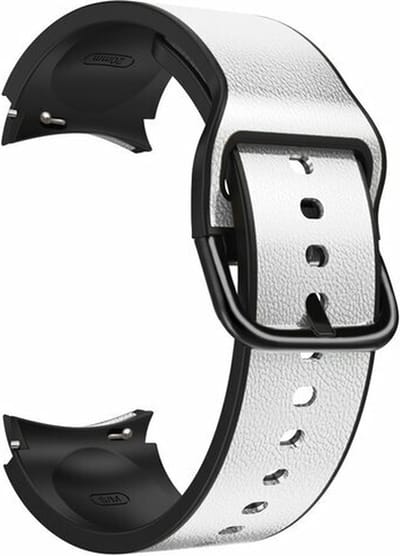 By Qubix - 2 in 1 siliconen/ leren bandje 20mm - Grijs - Geschikt voor Samsung Galaxy Watch 7 (40 & 44mm) - Galaxy Watch FE - Galaxy Watch 6 - Galaxy Watch 6 Pro - Galaxy Watch 5 - 5 Pro - Galaxy Watch 4 - 4 Classic