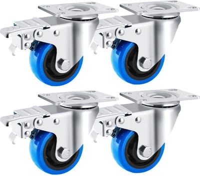 Heavy duty 125 mm zwenkwielen met rem - tot 600 kg belastbaar - ON/OFF 2-pedaal remsysteem - geen schade aan schoenen - geruisloos - meubel transportwielen
