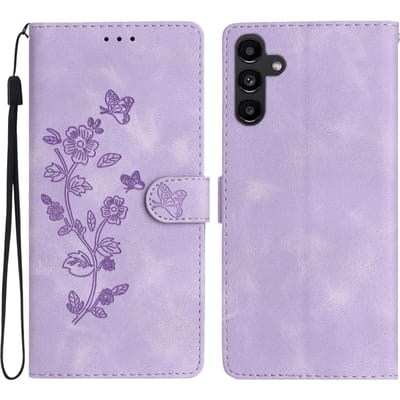 Comfycase Samsung Galaxy A56 Zacht Boek Hoesje met Gravure Paars