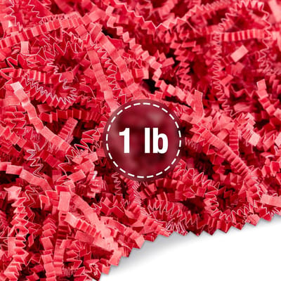 Crinkle Cut Papierversnipper Rood – 1 Pond – Milieuvriendelijke Geschenkverpakking voor Feestdagen, Valentijnsdag, Moederdag – Recyclebaar Decoratief Vuller voor Manden en Cadeaus