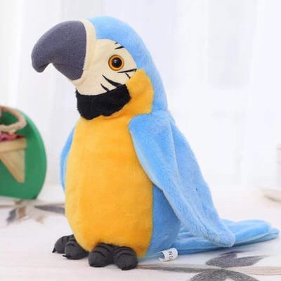 Perroquet Parlant Répète Ce Que Vous Dites Oiseau Enregistreur Électronique Battement d'Ailes Peluche Jouets Interactifs pour Enfants Cadeau de Noël Anniversaire 22cm bleu