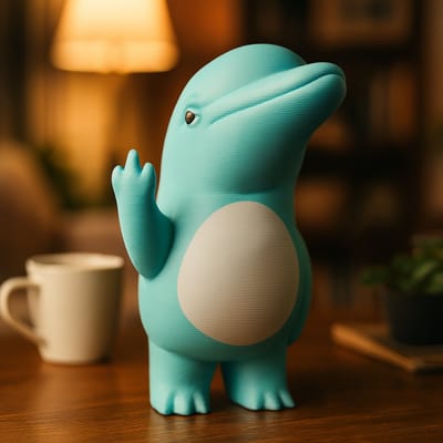 AnimalsAttitude – Kleine Dolfijn Figurine met Middelvinger – 3D-geprint PLA Beeldje – Funny Gift for Any Occasion