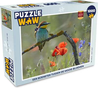 Puzzel Een Bijeneter tussen de mooie bloemen - Legpuzzel - Puzzel 1000 stukjes volwassenen