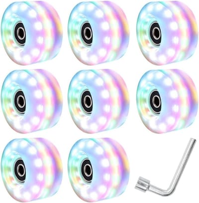 Rolschaats Wielen - Dubbele Rij - Buiten Skateplezier - Zes Lichtjes - 58x32mm - Kleurrijk