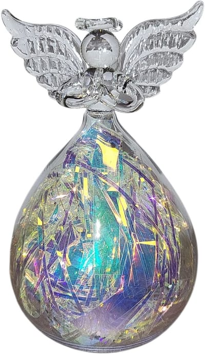Beschermengel - Glas - Paars/Blauw - LED lampje (kleurverandering) - 10x6x6 cm - Kristalglas
