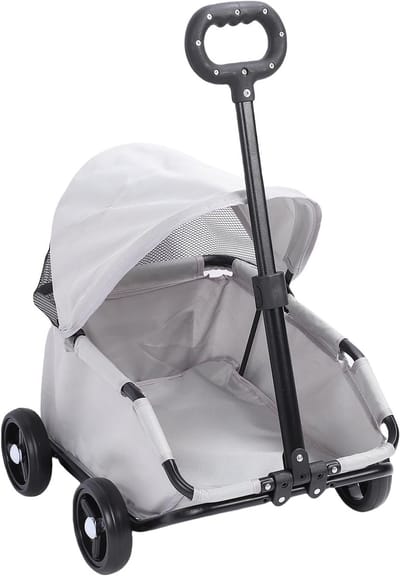 Opvouwbare Hondenkar - Reisbuggy Huisdier - Comfortabel Transport - Eenvoudig Opvouwbaar - 58 x 37 x 15 cm - Grijs