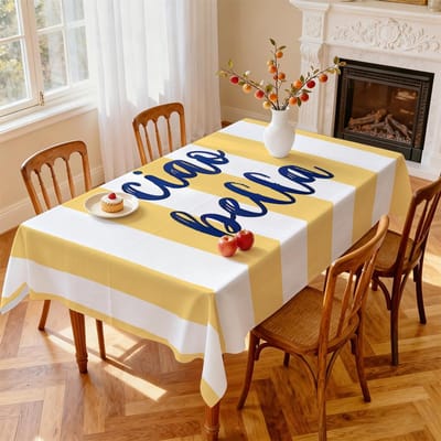 Eenvoudig Italiaans Stijl Tafelkleed voor Tafel Waterdicht Duurzaam Tafelkleden Geel Wit Gestreept Print Tafelhoes voor Keuken 100x160cm