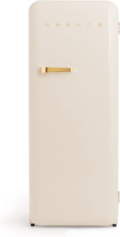 CREATE - Koelkast in retrostijl - Gebroken wit - Handvat Goud - FRIDGE RETRO 281L