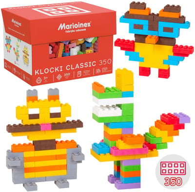 Marioinex Mini Waffle Classic Bouwblokkenset, zachte blokken voor kinderen, veilig – 350 stuks