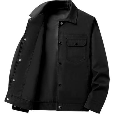 Veste de travail boutonnée décontractée à revers pour homme, printemps et automne 5XL black