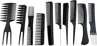 Somstyle Kammen Set - 10 Stuks - Kam voor Kappers - Kapperset - Haarkam - Zwart