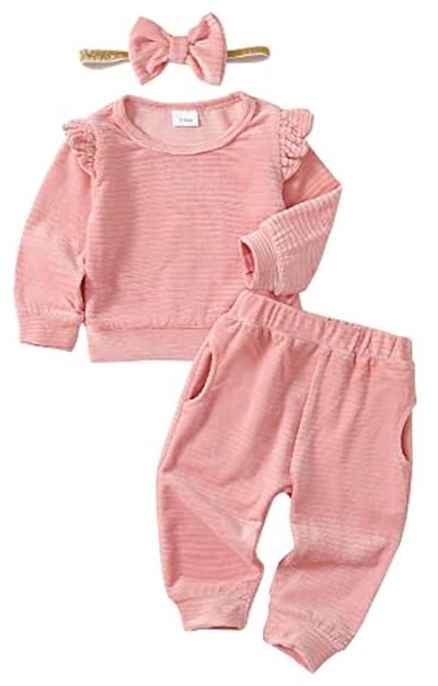 Baby jongens meisjes lange mouw hoodie en gestreepte broek outfit set