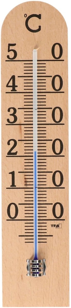 TFA Binnen Thermometer - analoog - berkenhout - lichtbruin - 25 x 6 cm - binnen