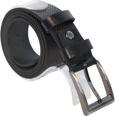 Heren Riem Zwart Leer - Dames Riem Zwart Leer - 4 cm Breed Met Een Gestippeld Patroon - Taillemaat 90 cm