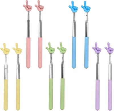 10 Stuks Uittrekbare Aanwijsstokken voor Lessen, Kleurige Vingerindex Sticks voor Docenten en Presentaties