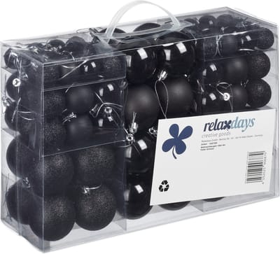 Kerstballen - set van 100 - plastic - zwart