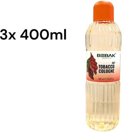 Bebak Tütün Kolonyası 80° – 3x400 ml PET Voordeelverpakking | Tabak Eau de Cologne | Handhygiëne & Luxe Geur | Turkse Klassieke Cologne