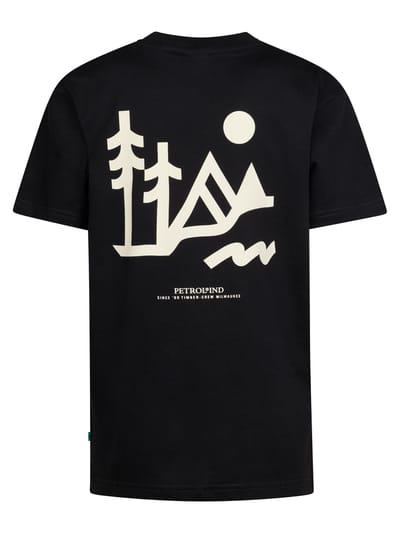 Petrol Industries - Jongens Backprint T-shirt Tetons - Zwart - Maat 104