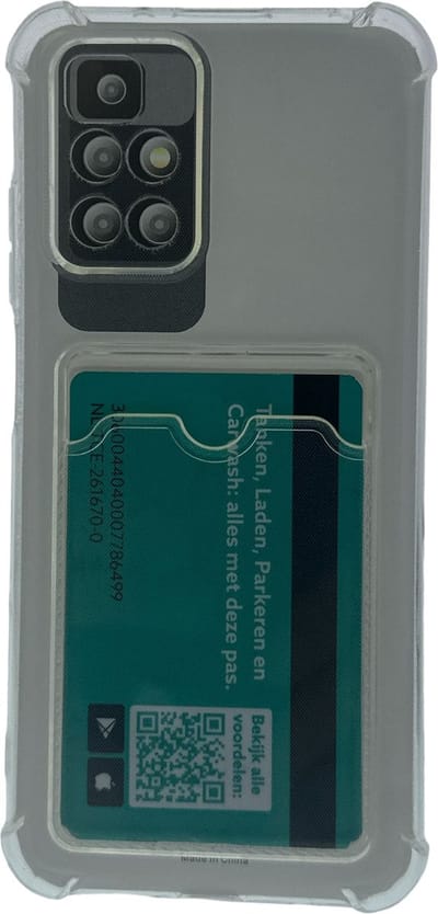 Schokbestendig TPU Hoes Kaarthouder Geschikt voor: Xiaomi 12 /12X - Transparant - Hoesje met Achterkant Pasjeshouder