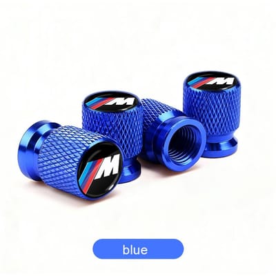 4 Stuks Auto Wiel Band Ventieldopjes Luchtventiel Steel Voor BMW M8 M7 M6 M5 M4 M3 M2 M1 F30 F10 F15 E30 E46 E90 E60 3 Serie 5 Serie 7 Serie blauw