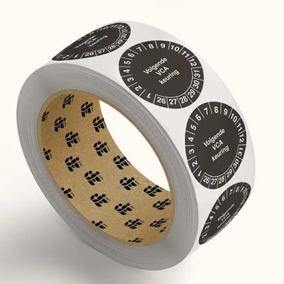 Volgende VCA keuring keuringsstickers - jaartallen 26-31 - op rol | 4 cm - 583 stickers per rol