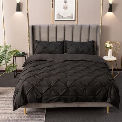 Dekbedovertrekset Grijs geplooid beddengoed voor bed Geborstelde microvezelstof Housse De Couette EU-Single 135x200cm
