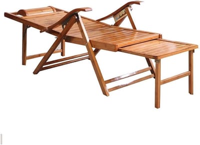 Opvouwbare ligstoel - Houten ligbed - Ontspannen in de tuin - Verstelbare rugleuning - Draagvermogen 150kg - Natuurlijk hout