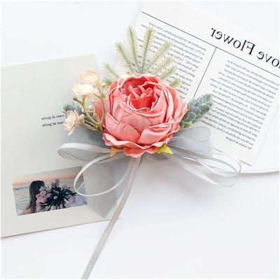 Bruidskorset Set - Bloemen Armband - Bruiloft Decoratie - Handgemaakt Zijden Rozen - 2 Stuks - No.5