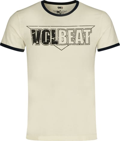 Volbeat Logo - Ringer Shirt Heren T-shirt - gebroken wit - XL