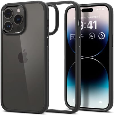 Hoesje Armor Back Cover Transparant Zwart Geschikt voor Apple iPhone 14 Pro