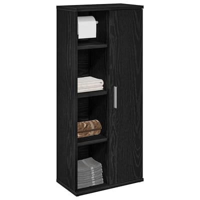 Vidaxl Meuble de Salle de Bain Avec Supports Pour Rouleaux de Papier Noir 39X22X90 Cm
