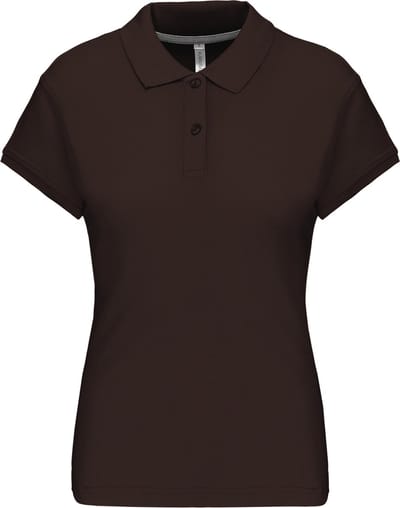 Damespolo korte mouwen met knopen merk Kariban Chocolate - 3XL