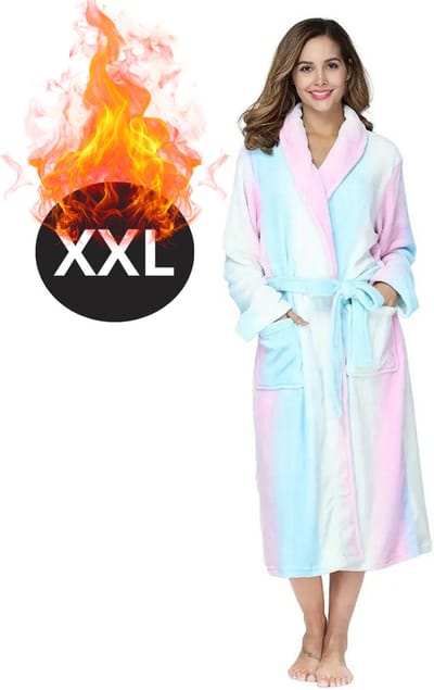 Bovista Badjas Dames - Fleece - Katoen - Badstof - Sauna - Hamam - Wafel - Bathrobe - Duster - Ochtendjas - Spa - Kimono - Shiny XXL