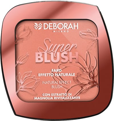Deborah Milano Super Blush – Kleur 02 Coral Pink - Poeder Blush Met Magnolia Extract – Zachte Blendbare Textuur – Natuurlijke Glow & Stralende Wangen – Langhoudende Blush Voor Gezicht – Compacte Make-up Blush