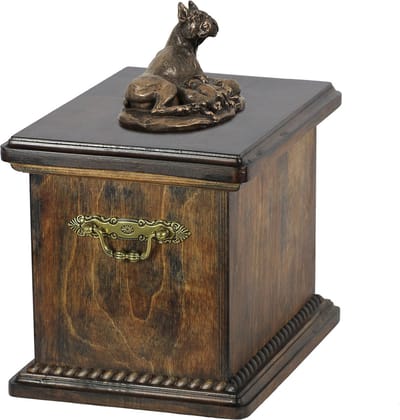 Elegante urn voor de as van een Duitse Boxer met beeldje