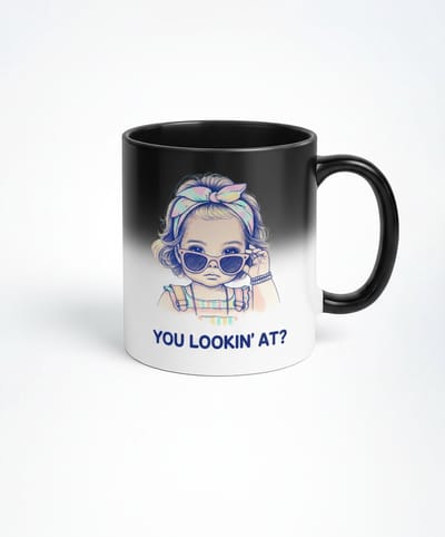 Coole Baby Mok met Zonnebril - You Lookin' At? Zwarte Magische Mok