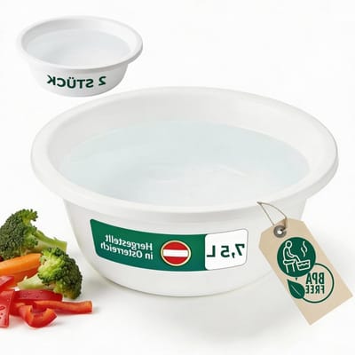 Ronde Spoelbakken - Plastic Kommen - Keukenwerk - BPA-vrij - 75 liter - Wit