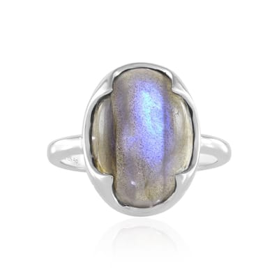 Cavill - Zilveren ring 925 sterling zilver - Labradoriet 5,585 ct ovaal cabochon 14x10 mm - Elegante bezelzetting - Uniek heren en dames sieraad