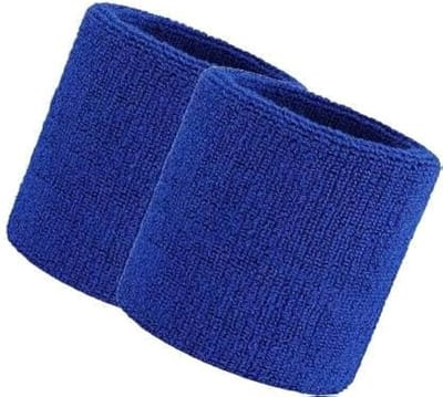 2x Zweetbandje - Polsbandje - Sweatbands - Sportbandjes - Wristbands - Badstof - Kobalt blauw - Jonyx